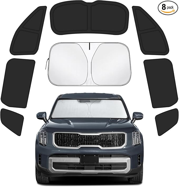 Car Window Shades Intended for Kia Telluride 2020-2025, Privacy Window Covers 8PCS for Side, Rear & Windshield, Car Shield Sunshade for Privacy Protection, Heat Blocking, Camping and Parking
