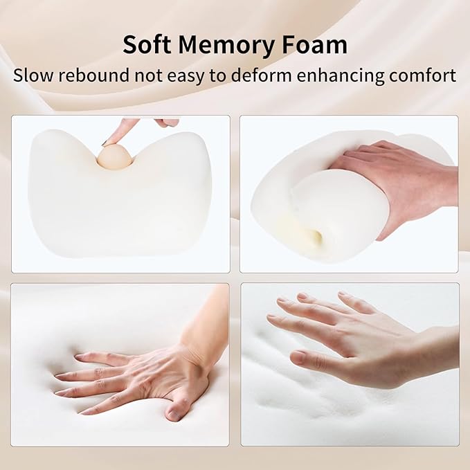 Memory Foam Car Headrest Neck Pillow Lumbar Support Cushion for Tesla Model Y/3/X/S BMW X3 X5 Lexus TX350 NX350 350h RX350 Volvo XC60 XC90 for Long Trips Driving Home Office(Brown)