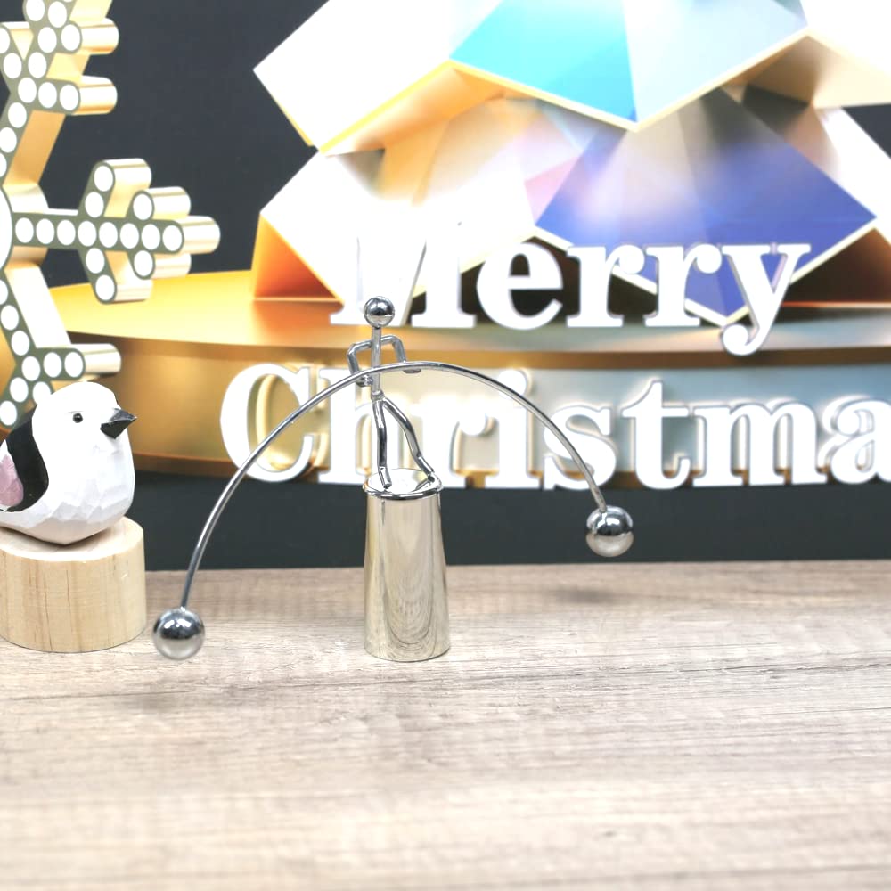Sunnytech Mini Steel Balance Toy Weightlifter Kinetic Art Balance Toy Balancing Decompressive Science Psychology Home Offic Decor Desk Decor Toy WJ064