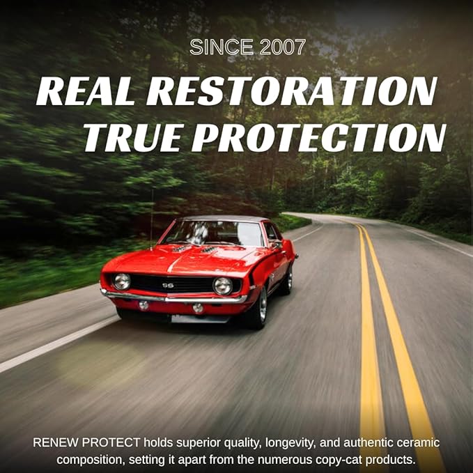 RENEW PROTECT - BLAK & SATN, Acrylic Ceramic-Hybrid Protectant, Enduring Tire & Trim Restorer, Low- High-Shine, Floor Mats- Golf Cart- and Motorcycle-Safe, Wash-Proof, 5 min Dry-Seal 6.8oz, BLAK+SATN