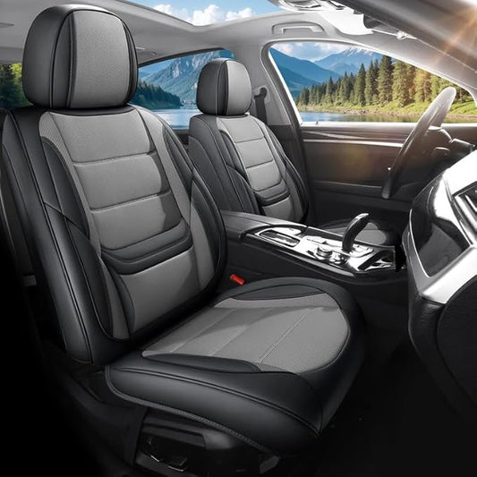 Car Seat Covers Full Set Fit for Buick Encore GX 2012-2026, Premium Faux Leather Waterproof Car Seat Protectors with Lumbar Support, Breathable Anti-Slip Easy to Install(Black&Gray,Full Set)