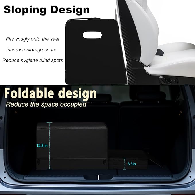 XDV Trunk Organizers, Car Organizers, Storage Solutions, and Car Storage Organizers for SUVs, Sedans, Back Seats, and Luxury Vehicles with Lid, Leather, Small, Large Car shoes box (Plain Black, M)