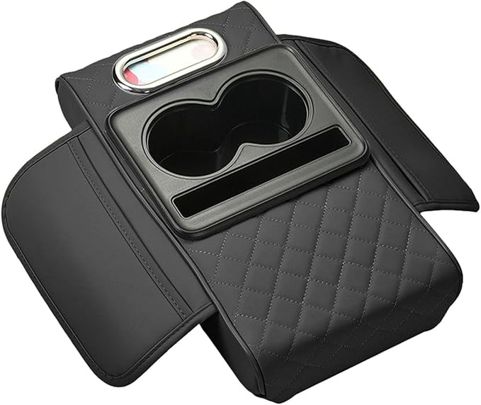 Car Armrest Cushion for Toyota Corolla X E140, E150 2006 2007 2008 2009 2010 2011 2012, Car Center Console Cover Armrest Pad with Cup Holder and Tissue Box, Car Accessories,Black