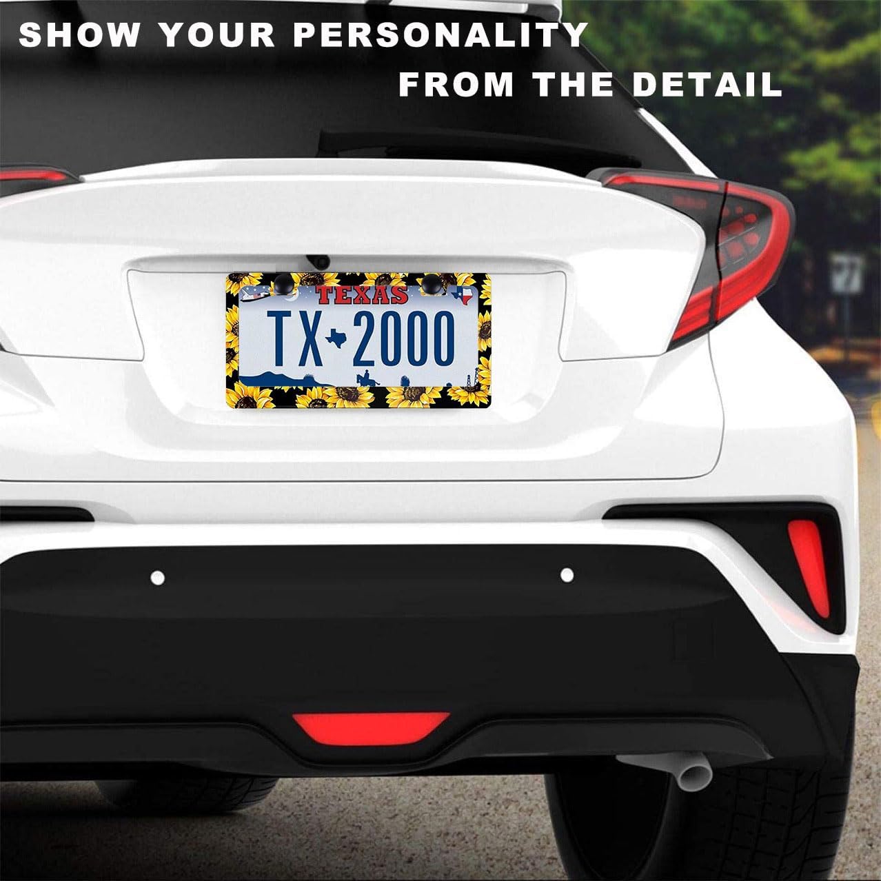 Sunflower License Plate Frame Nature Theme Sunflower License Plate Holder Auto Accessory Bracket Aluminum Floral License Tag Plate with Screws 6x12 Inch-1Pcs