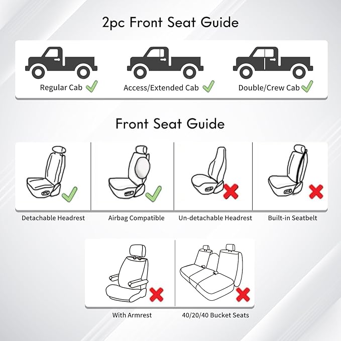 Huidasource Tacoma Front Seat Covers, Leather Car Seat Covers Custom Fit for Toyota Tacoma 2016-2023 2022 2021 Double & Crew Cab SR, SR5, Limited, TRD Pro, TRD Sport, Off-Road (Front Pair/Black)