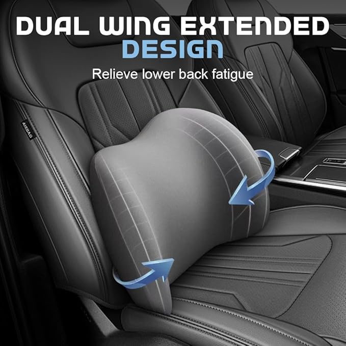 2025 New Car Headrest & Lumbar Support Cushion, Ergonomic Car Seat Headrest Neck Rest Cushion Lumbar Support Pillow Memory Foam & Breathable Removable Cover for Neck Back Pain Relief (Pink)