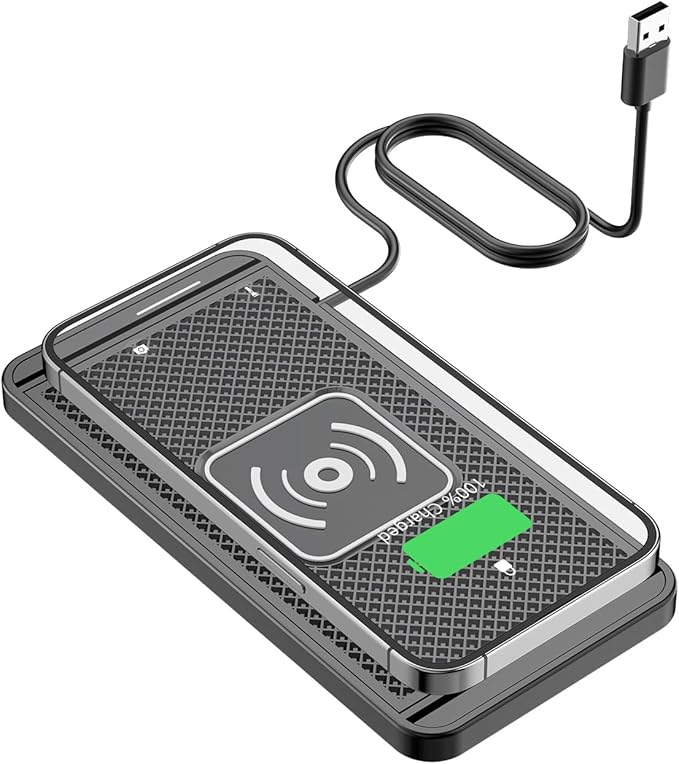 Wireless Charging Pad for Car for Nissan Terra Kicks Teana Rogue Tiida, 15W Fast Wireless Charger Mat Non-Slip Silicone Car Center Console Phone Charging Pad,B/15W-USB