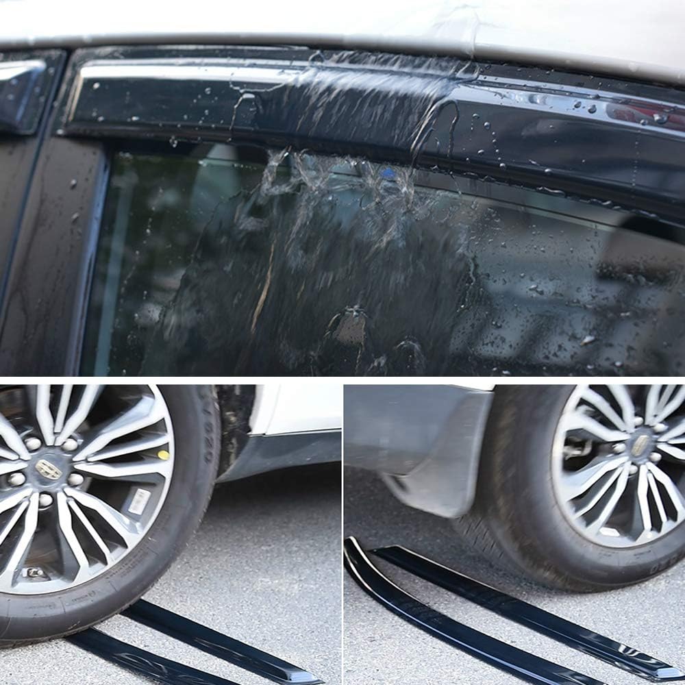 Side Window Deflector Visor Rain Guard,Outside Mount Tape-on Shatterproof Dark Smoke,4pc Window Shades fit for 1993-1998 Jeep Grand Cherokee Only 94320