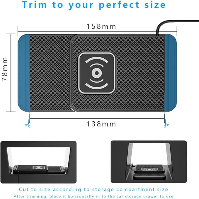 Wireless Charging Pad for Car for Ford F-150 Lightning 2022-2025, Non-Slip Type C/USB 20W Fast Phone Charging Pad DIY Trim-to-Fit No Interior Damage,B&Type-C