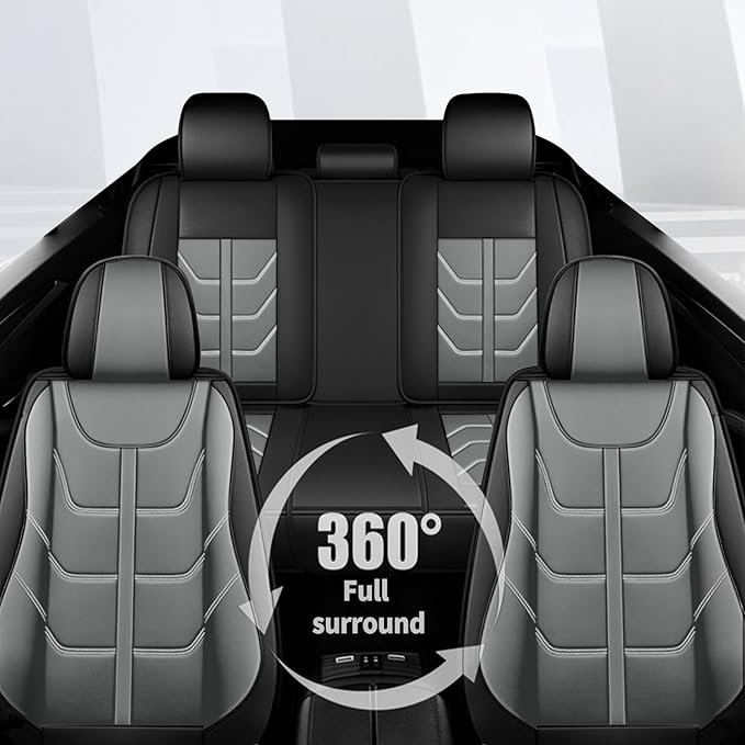 TTX LIGHTING Car Seat Covers fit for Hyundai Tucson 2005-2026 Full Set: Premium Leather Automotive Seat Cover with Airbag Compatible Waterproof (5 Seats, Black & Gray)