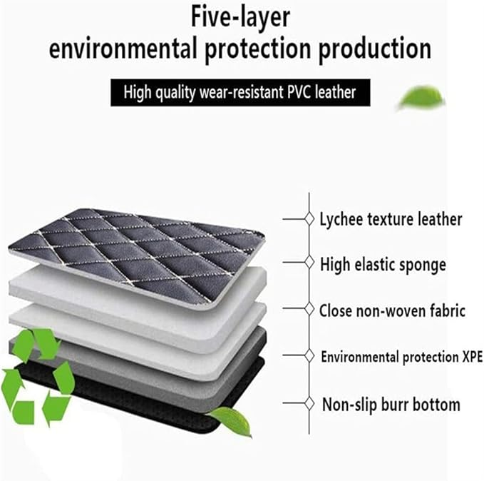 Custom Car Mats All Weather Fit Automotive Floor Mats PU Leather Protector Mat for Most Sedan, SUV, Truck Floor Mats (Black and White Side)