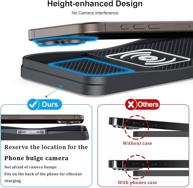 Car Wireless Charger Pad for GMC Canyon Sierra Sonoma 2000-2026, Type-C/USB 20W Fast Wireless Car Charger Pad Non-Slip Cordless Charging Mat,B-30cm Cable USB Plug