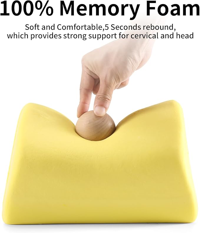 Car Headrest Pillow, Soft Memory Foam Car Neck Pillow with Adjustable Strap, Removable Breathable Cover for Long Drives & Office (Beige, Pack of 2)