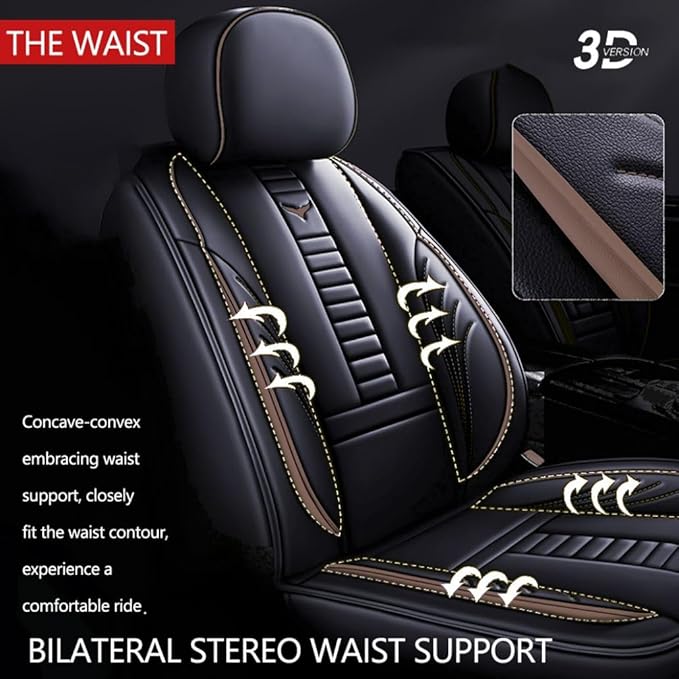 for Toyota CHR Seat Covers 2018-2026, Full Coverage Customized Car Seat Covers, Premium Leather Waterproof Stain-Resistant Easy to Install (Luxury 5 Seats, Black&Coffee)