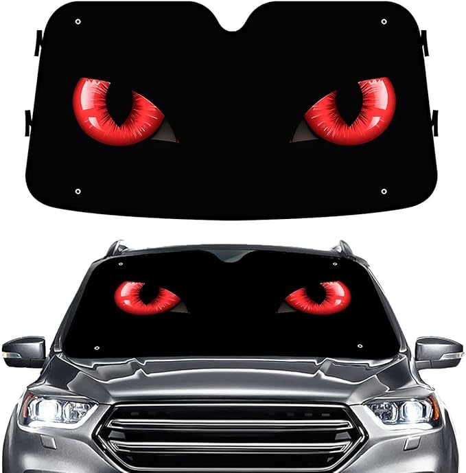 GENANY Devil Eye Windshield Sun Shade for Car SUV Truck (69x35 Inches), Sun Shade Windshield, Shades for Front Windows, Protector Blocks UV, Xmas Auto Gifts, Car Decor