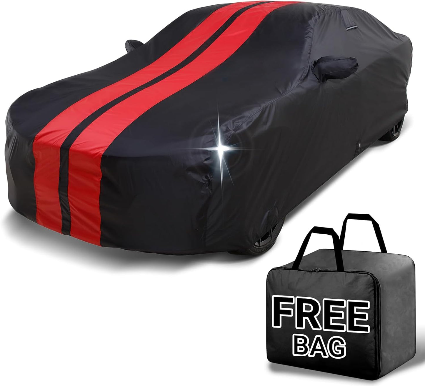iCarCover Custom Car Cover for Buick Riviera (1994-1999) Waterproof All-Weather Rain Snow UV Sun Protector Full Exterior Indoor Outdoor Car Cover (Stripe - Black/Red)