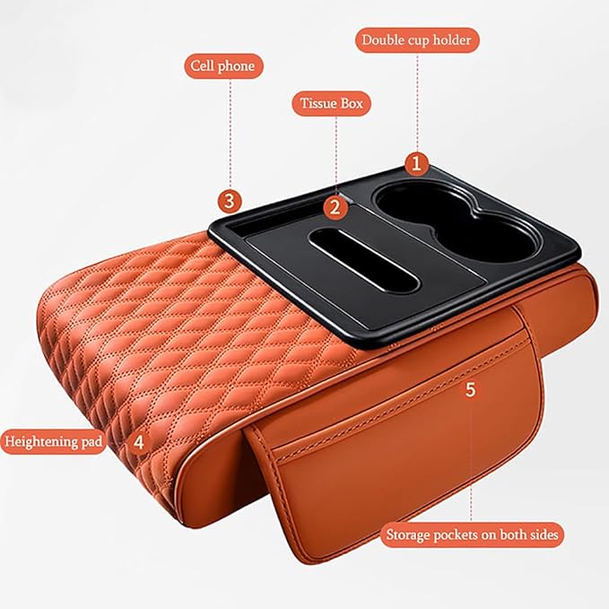 Car Center Console Cover for KIA K4 2024–2025,Arm Rest Lid Cushion Protector Multifunctional Armrest Cushion Pad Interior Accessories,Black+red