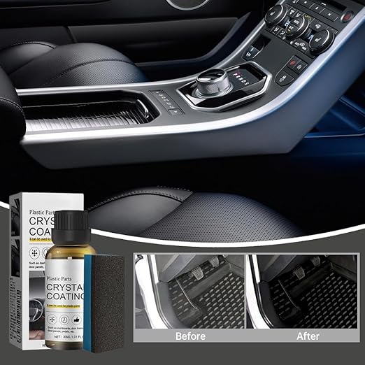 Crystal Coating for Car, 2026 New Plastic Parts Crystals Coating, Upgrade Plastics Parts Crystal Coating Plastic Restorer with Spong, Coatings Agent for Automotive Plastics (2Set)