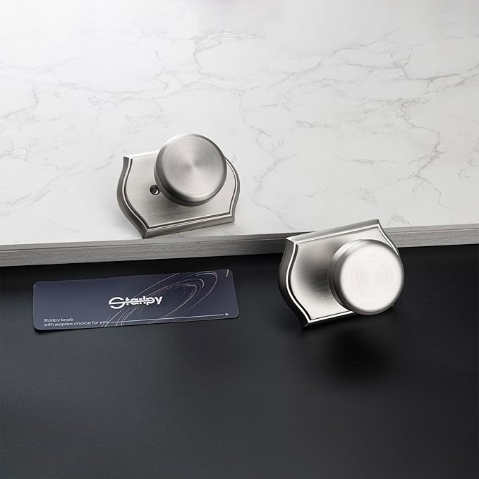 Interior Pismo Doorknobs for Hall, Brushed Nickel Door Knobs with Camelot Trim, Heavy Duty Door Handle