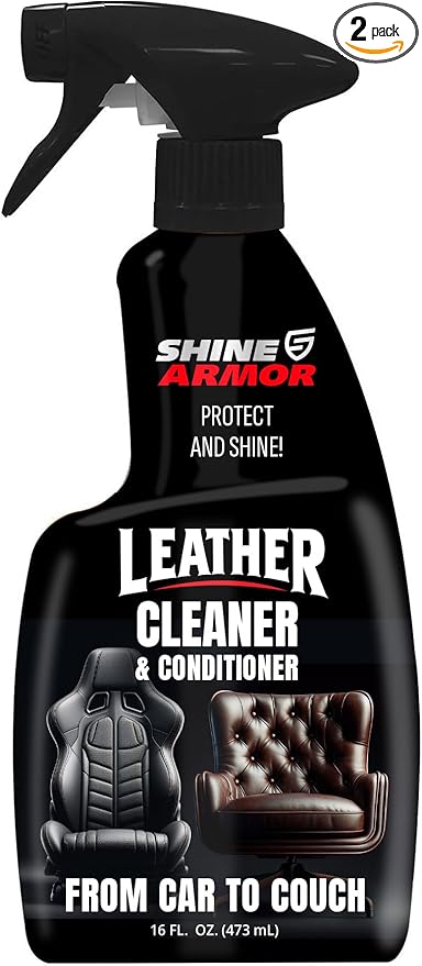 Leather Cleaner and Conditioner for Cars, Couch, Purse, Hand Bags, and Shoes - Twin Pack - Protect and Clean Interior Detailing (2x8oz Bottles)
