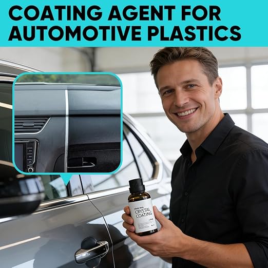Crystal Coating for Car Plastic Parts - Plastic Trim Restorer to Restore Faded Surfaces - Long Lasting Shine, Easy Wipe-On for Dashboard, Door Panels & Exterior Trim (3)