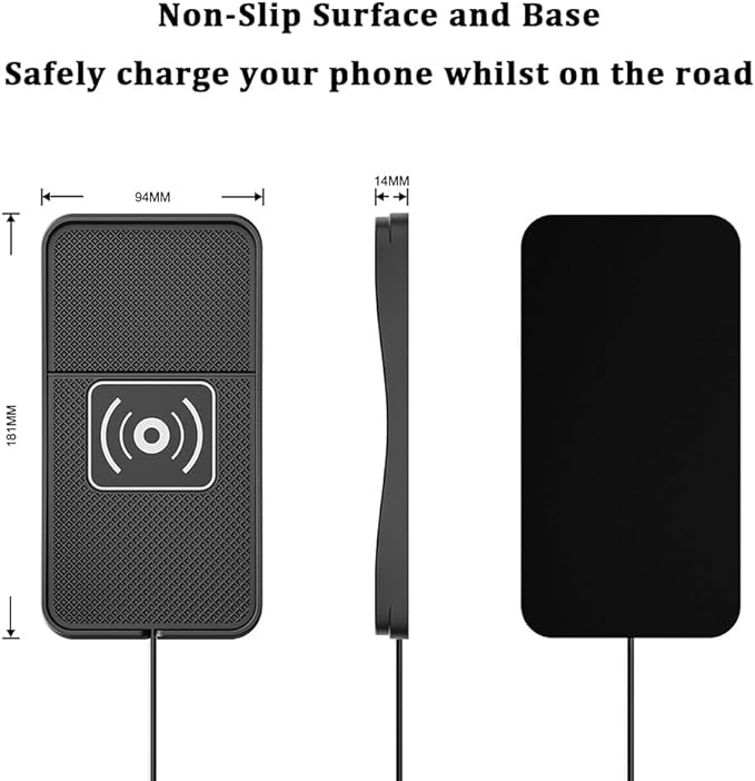 Car Wireless Charger Pad for GMC Terrain 2010-2026, Type-C/USB 20W Fast Wireless Car Charger Pad Non-Slip Cordless Charging Mat,B-30cm Cable USB Plug