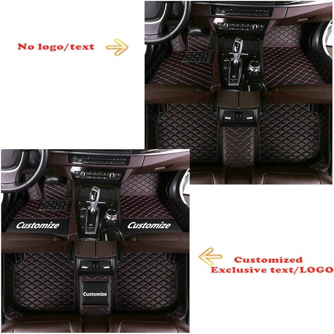 Custom Personalized Floor Mats for Cars - Luxury Full Coverage All Weather Mats, Anti-Slip Leather Mat Set, Fit for 99% of Cars, SUVs & Trucks (Beige, A-Diamond)