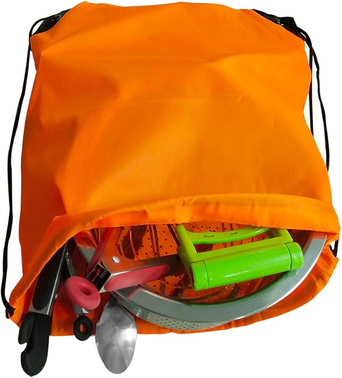 GoodtoU Draw String Sport Bag 24 Pcs Draw String Back Sack Drawstring Gym Bag Cinch Bag (Orange Green)