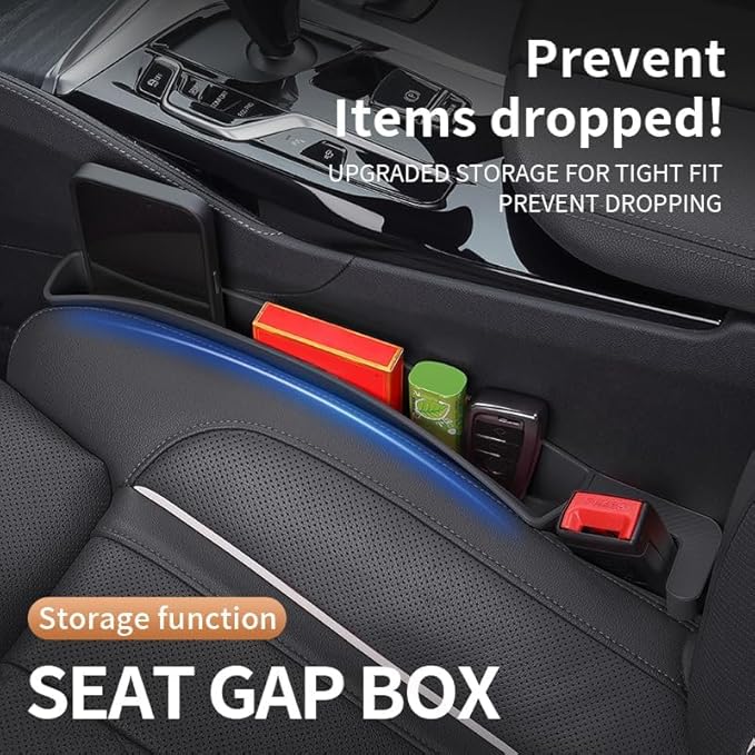 Car Seat Gap Filler, Seat Gap Organizer with Phone Holder, Car Seat Accessories, Car Organizer Fit Car SUV Truck, 2PCS Seat Gap Filler and 2 Pack Sunglass Holder Black