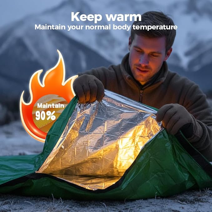 2026 New Blanket, Emergency Sleeping Bag for Survival, Blanket with Emergency Whistle Waterproof, Compact Lightweight, Emergency Mat for Survival Kit Car Camping Gear Hiking Go (Orange*3)