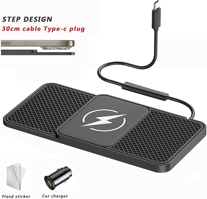 Car Wireless Phone Charger for BMW 7er 740Li 750i 750Li 745e 745Le, Non-Slip Fast Inductive Chargers Charging Pad Type-C Fastcharger Auto Electronic Accessories