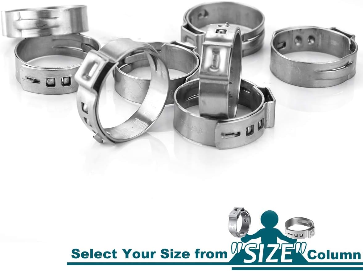 LOKMAN 50 Pack 3/4 Inch PEX Cinch Clamps, Stainless Steel Cinch Crimp Rings Pinch Clamps for PEX Tubing Pipe Fitting Connections (3/4 Inch)