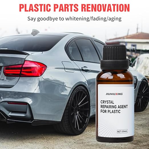 Plastics Parts Crystal Coating, 2025 New Leather Plastic Polishing Renovation Coating Agent, Car Trim Restorer with Sponge, Crystal Coating for Cars Interior or Exterior (2)