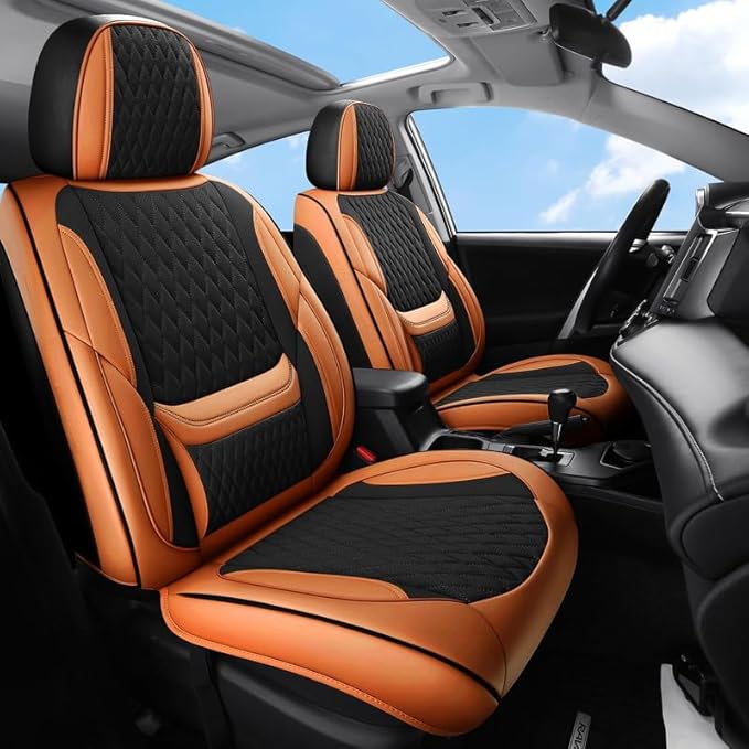 Car Seat Covers Full Set Custom Fit for Chevrolet/Chevy Colorado 2015-2026 - Premium Faux Leather with Lumbar Support | Breathable, Waterproof, Anti-Slip, Durable (Black&Brown,Full Set)