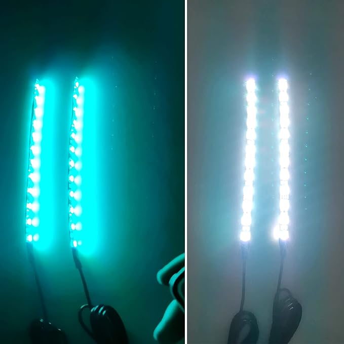 2Pcs 11.8in 18Leds Motorcycle LED Light Strips-RGB Multi-Color Accent Glow Neon Ground Effect Light Bars for Motorcycle led Light Kit,ATV Golf cart LED Underglow Lights