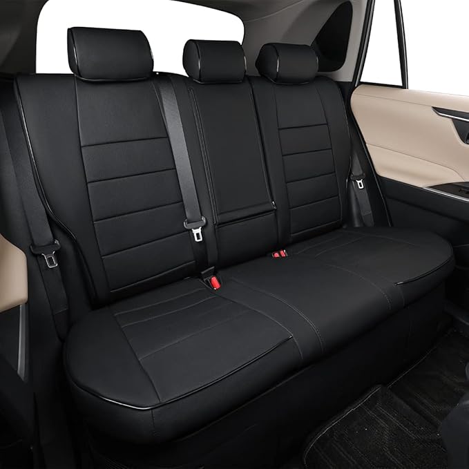 EKR Rav4 Seat Covers Custom Fit for Toyota Rav4 (Only Hybrid) 2019-2025 LE,XLE,XLE Premium,Limited,Woodland Edition, Leather Car Seat Cover Full Set for SUV,Faux Leather(Black)