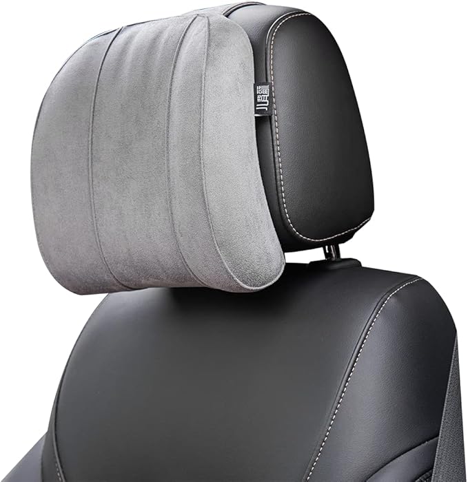 Premium Car Headrest Pillow Suede Memory Foam Neck Support for Drivers Ergonomic Auto Pillow with Slow Rebound Comfort