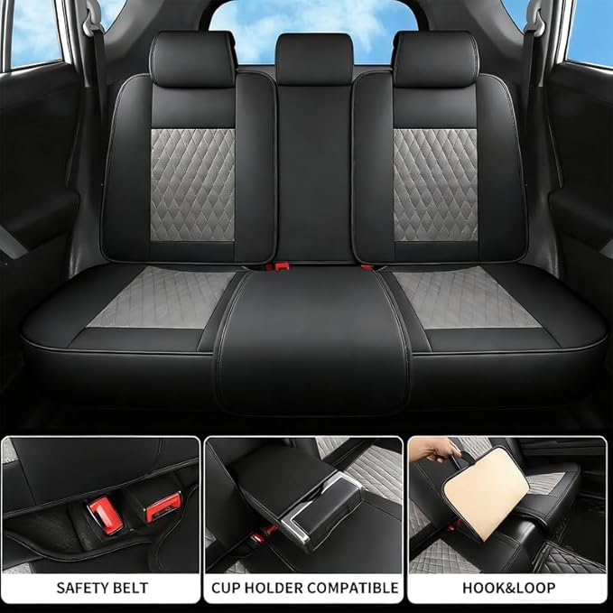 Car Seat Covers Full Set Custom Fit for Buick Encore GX 2012-2026 - Premium Faux Leather with Lumbar Support | Breathable, Waterproof, Anti-Slip, Durable (Black&Gray,Full Set)