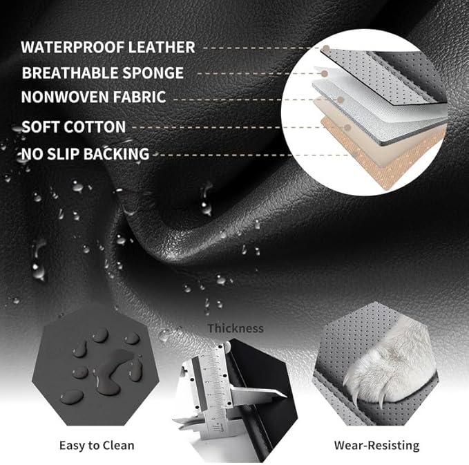 Car Seat Covers Full Set Custom Fit for Ford Bronco 4-Door/Bronco Sport 2021-2025 - Premium Leather with Lumbar Support, Breathable, Anti-Slip & Excellent Seating Experience (Black&Gray, Full Set)