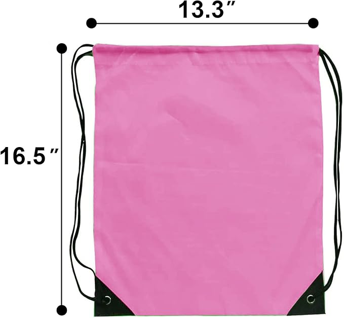 Drawstring Backpack Bulk 42 Pcs String Backpack Drawstring Bags Cinch Bag Sackpack for Men Women Gym (Pink)