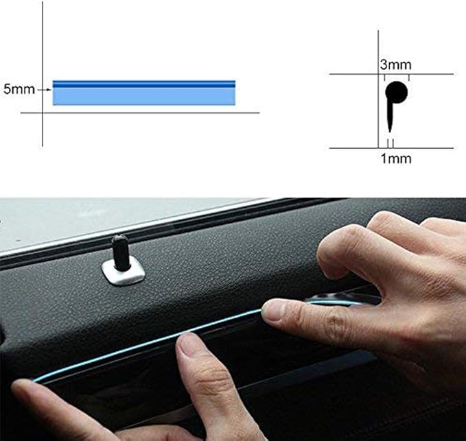 ABALDI El Wire Neon Light Car Interior LED Lights, Ambient Lighting Kits for Xmas Halloween Christmas Car Decoration(5M/16FT, Blue)
