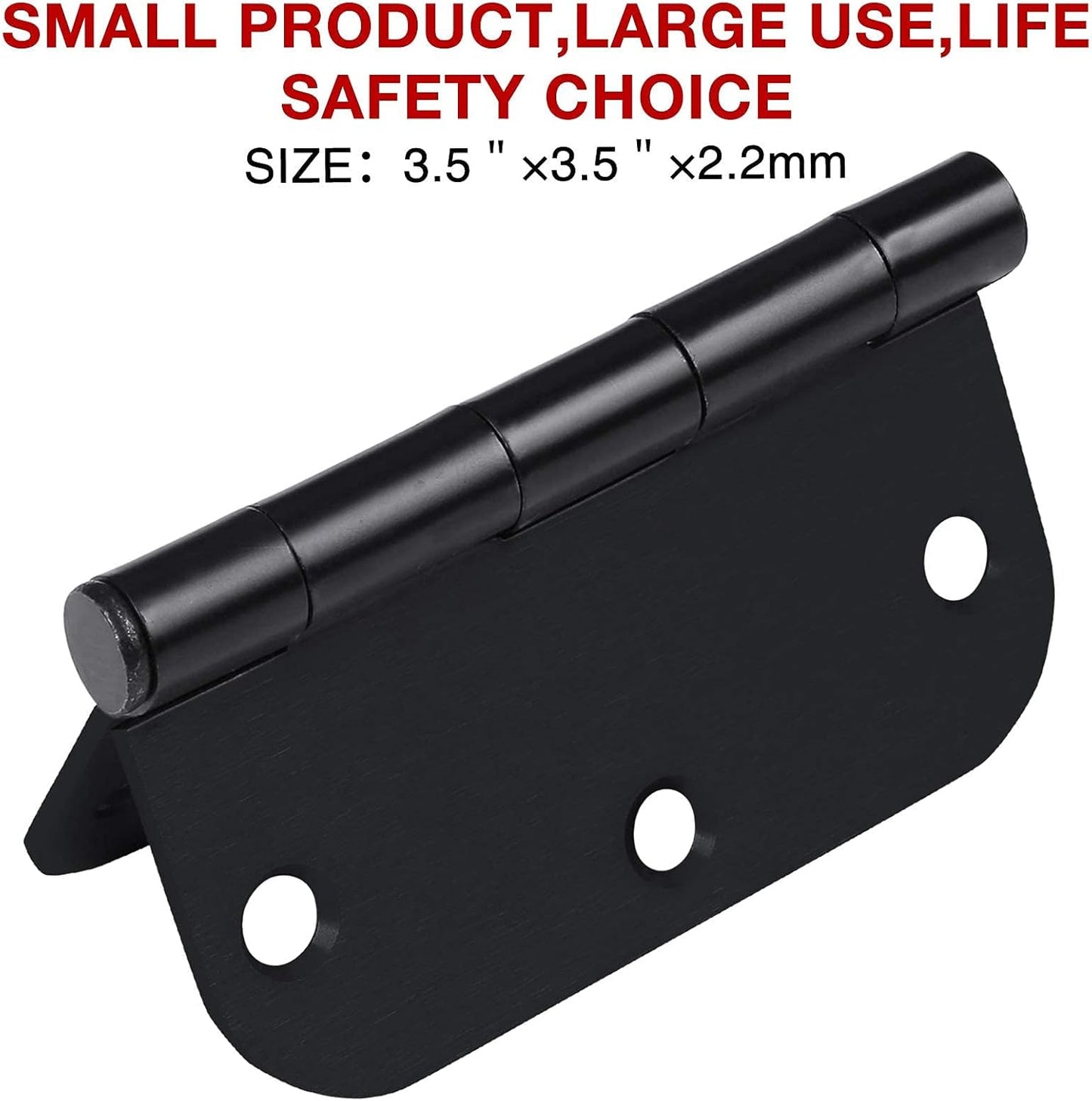 Rounded Door Hinges 3-1/2" x 3.5 inch, 5/8 Radius, Matte Black 3 ½ Inch 6 Pack