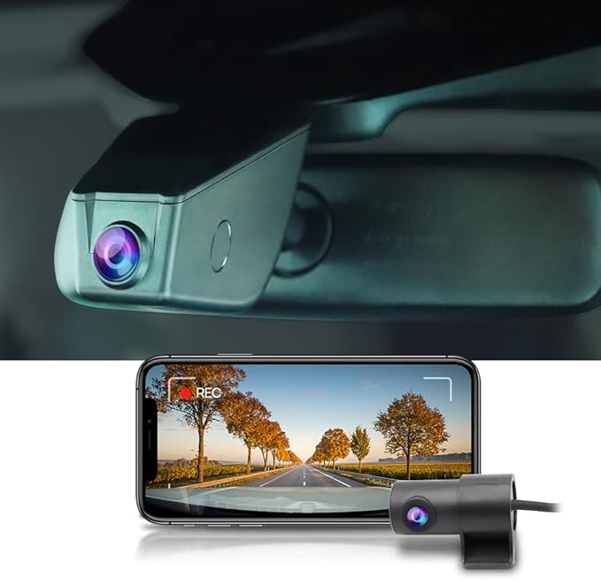 Fitcamx Front 4K+Rear 1080P Dash Cam Adapts for Toyota Sienna 2014-2016, 7 Pin Plug (HD2-6275), OEM Factory Look, Dual HD Video, Built-in WiFi & APP, Loop Recording, G-Sensor, Easy to Use, 128GB Card
