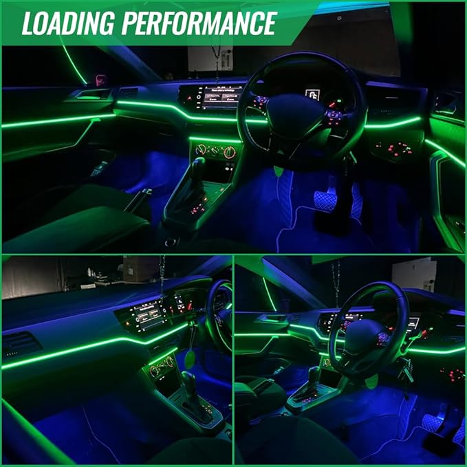 Acrylic Ambient Lighting Car Interior Kit, 4 in 1 Dream Color Acrylic Led Strips Fiber Optic Lights with APP, 116 inches USB Flexible Neon Music Sync 16 Million Colors Dashboard Center Console Lights