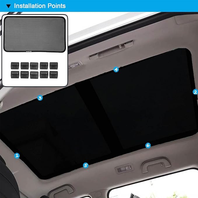 Car Glass Roof Sunshade Compatible with Volvo C40(Not for XC40) 2021-2023, One-Piece Sunroof Shade with Storage Bag, Foldable Sunshade Roof Cover, Heat Insulation, Sun Protection, No-Sagging