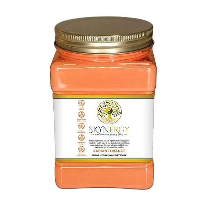 Radiant Orange Ultra Hydrating Jelly Mask -Professional Grade Hydroglo Facials Professional Peel Off Face Mask for Skin Hydration, Radiance, Reduced Fine Lines & Pigmentation | 30 fl oz