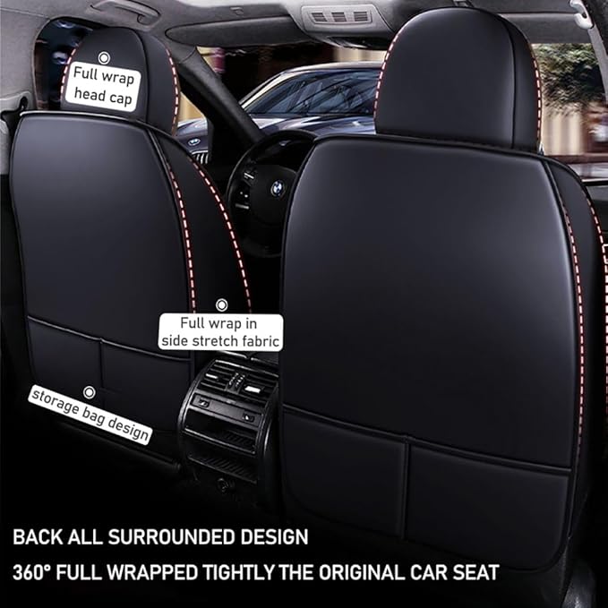 for Toyota RAV4 2008-2025 Car Seat Covers, Full Coverage Customized Seat Covers Premium Leather Waterproof Stain-Resistant Easy to Install (Full Set, Black&Coffee)