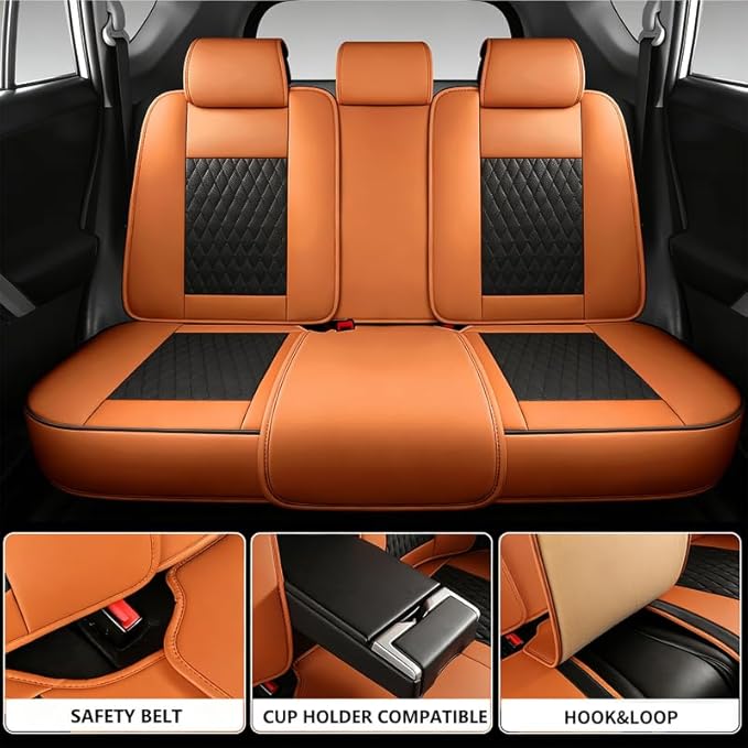 Car Seat Covers Full Set Custom Fit for Buick Lacrosse 2004-2019 - Premium Faux Leather with Lumbar Support | Breathable, Waterproof, Anti-Slip, Durable (Black&Brown,Full Set)