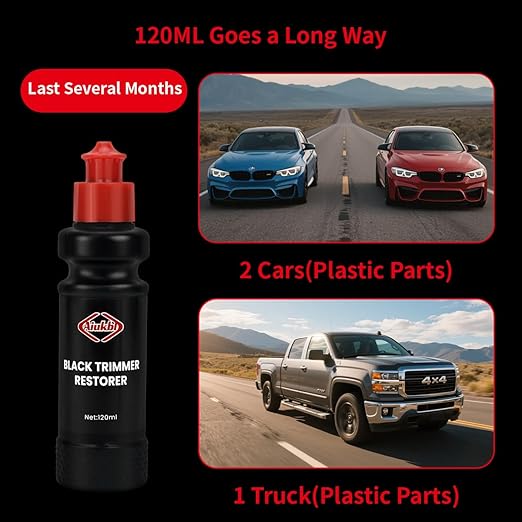 Restorer for Cars Revive Faded Plastic, Rubber Vinyl Ultimate Solution for Car Trim Restoration Protection Plastic Restorer- Ultimate Car Detailing Solution - Resists Water, UV Rays, Dirt (2.Pack)