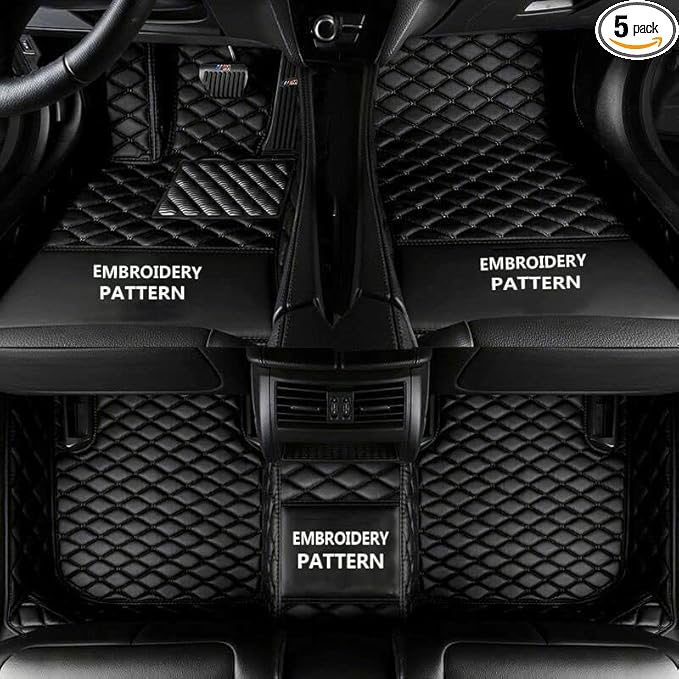 Car Floor Mats for 99% Cars, Trucks and SUVs Full Coverage Pads Protection Non-Slip Leather Floor Liners (Full Black)